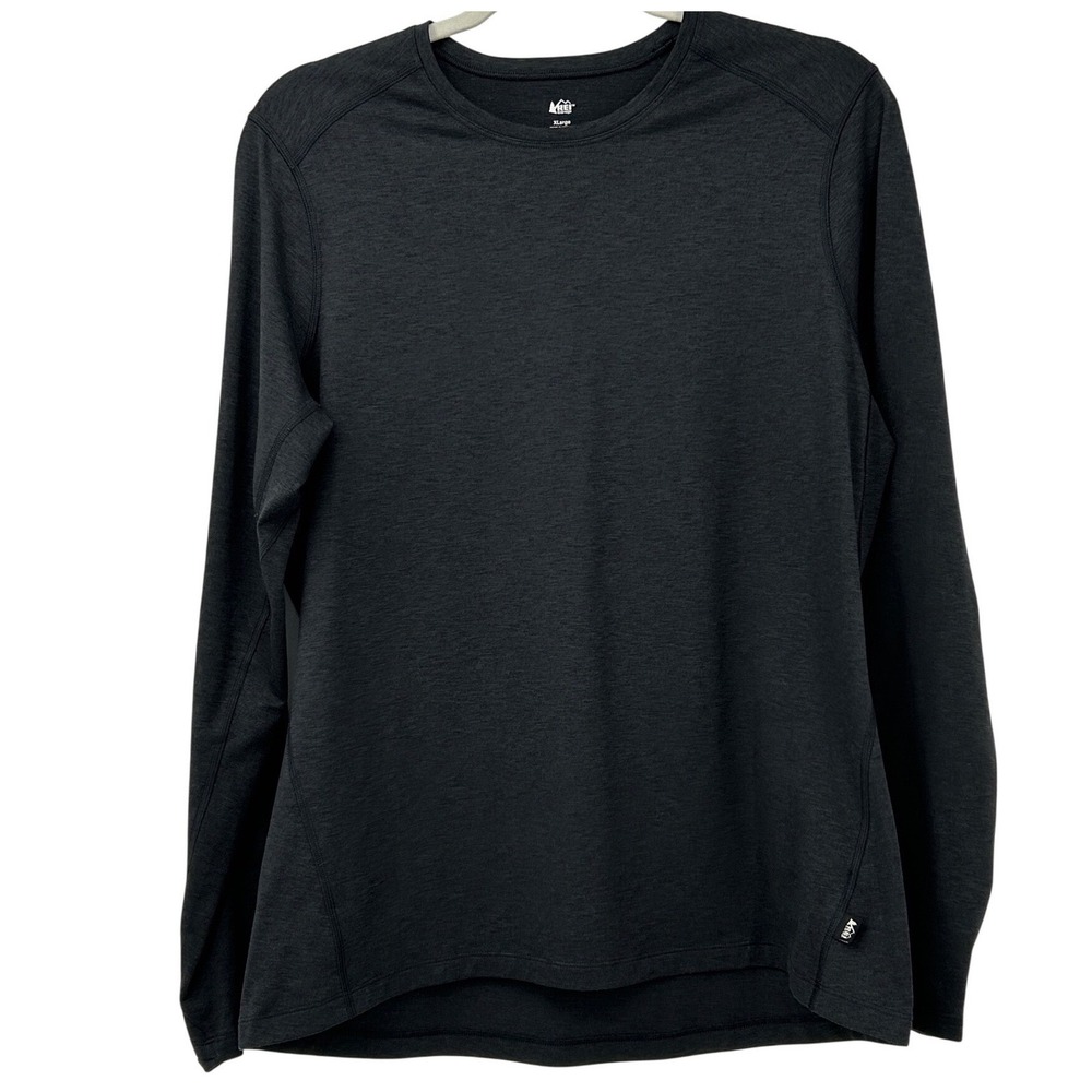 REI Co-op Womens XL Charcoal Grey Long Sleeve Thumbhole Hiking Base Layer Top